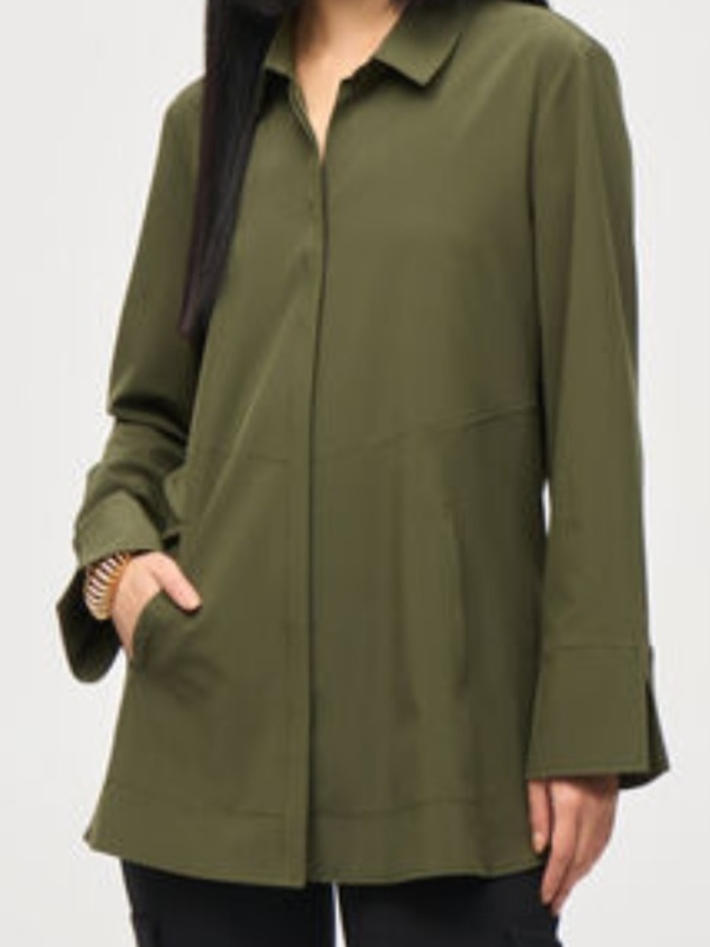 Joseph Ribkoff Olive Green Collared Shirt Jacket
